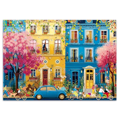 Artipuz 1000 Piece Puzzle for Adults Floral Spring Street Puzzle Funny Spring Romantic Puzzles Challenging 1000 Pieces Jigsaw Puzzles for Friends Family - Image 1