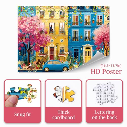 Artipuz 1000 Piece Puzzle for Adults Floral Spring Street Puzzle Funny Spring Romantic Puzzles Challenging 1000 Pieces Jigsaw Puzzles for Friends Family - Image 5