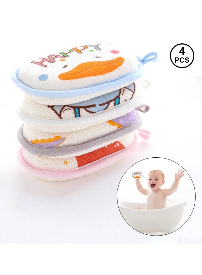 4 قطع اسفنجة حمام الطفل للاستحمام ، الأطفال حديثي الولادة لينة وامتصاص حمام دش الإسفنج ، اكسسوارات حمام الطفل للأطفال الرضع البشرة الحساسة - Image 1