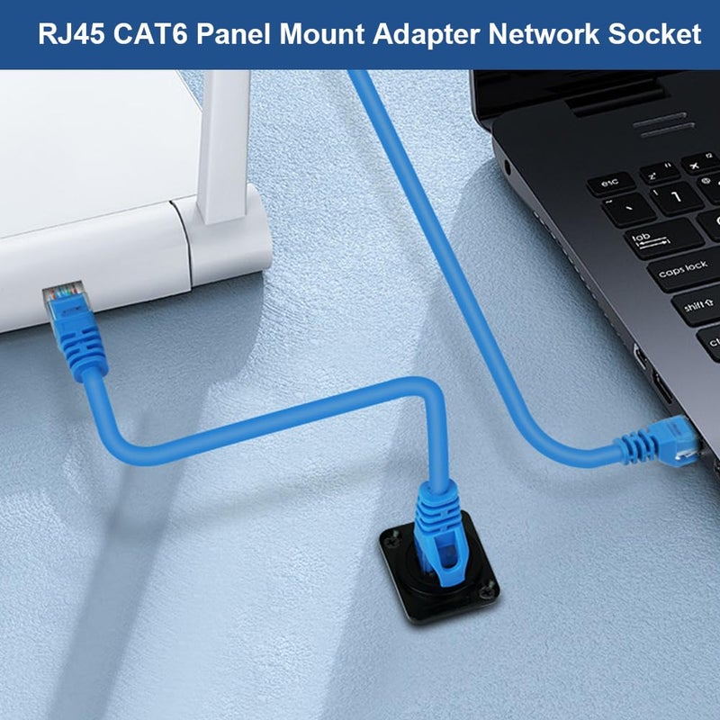 OFFCUP RJ45 CAT6 Connector for Panel Mount, 2Pcs Recessed Socket, Pass-Through Connector, Female-Female, Compatible Cat6A/CAT6/CAT5E - Image 5