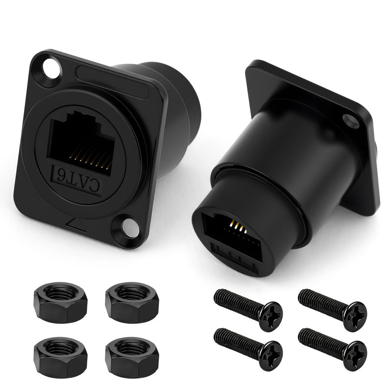 OFFCUP RJ45 CAT6 Connector for Panel Mount, 2Pcs Recessed Socket, Pass-Through Connector, Female-Female, Compatible Cat6A/CAT6/CAT5E - Image 1