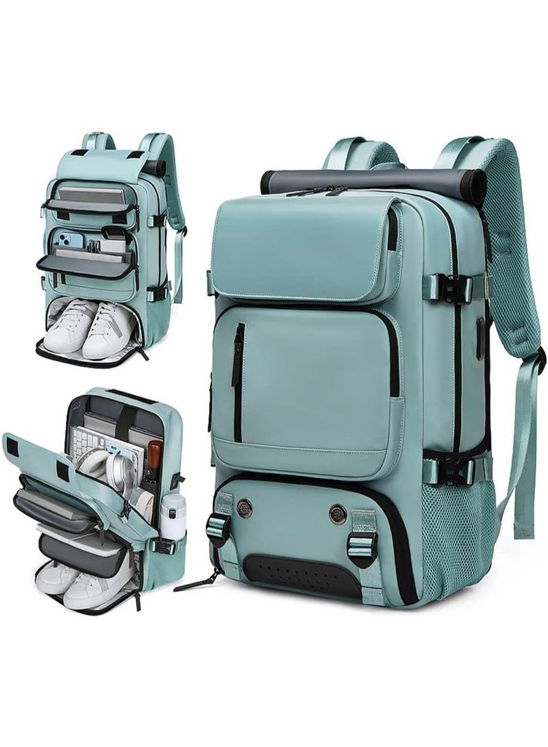 Bukela Travel Backpack with Shoe Compartment & Charging Port – Lightweight, Waterproof, Large Capacity 17" Laptop Bag for Travel,Hiking, Work, Fitness, and Daily Use - Green - Image 1