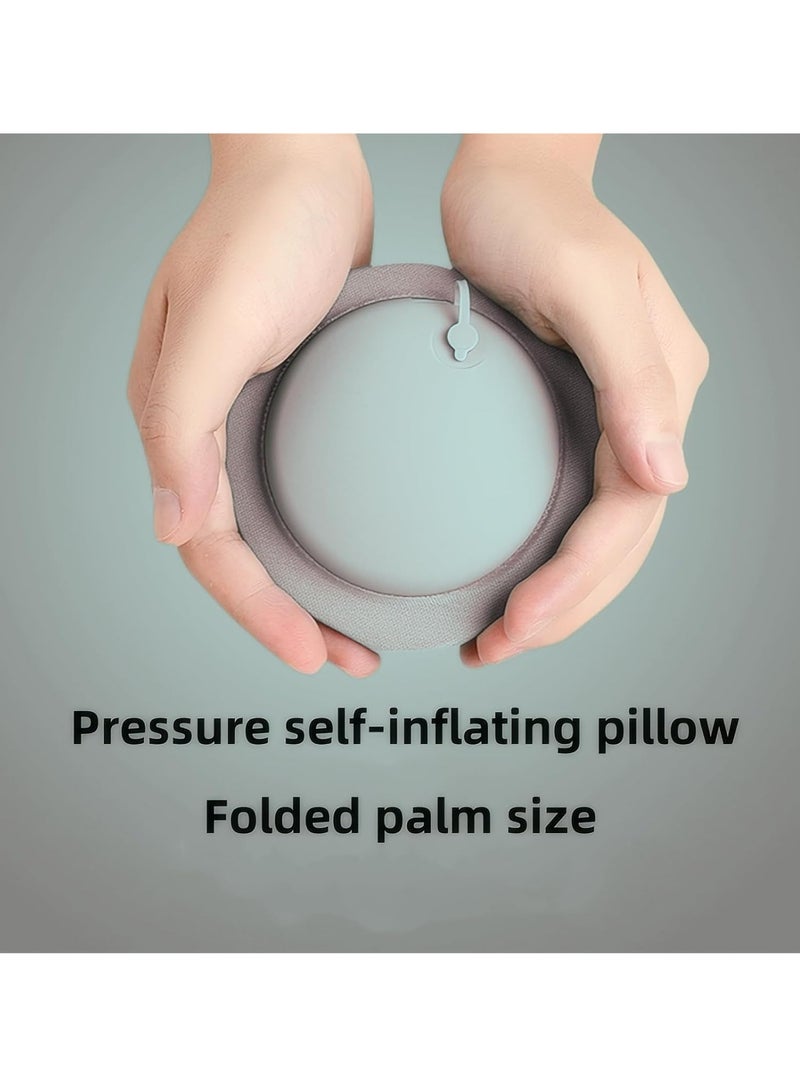 وسادة السفر ، الضغط على نفخ وسادة الطائرة ، وسادات الرقبة القابلة للطي للسفر ، وسادة الرقبة المحمولة للرحلة الطويلة ، السفر ، المكتب ، التخييم ، الرمادي. - Image 2