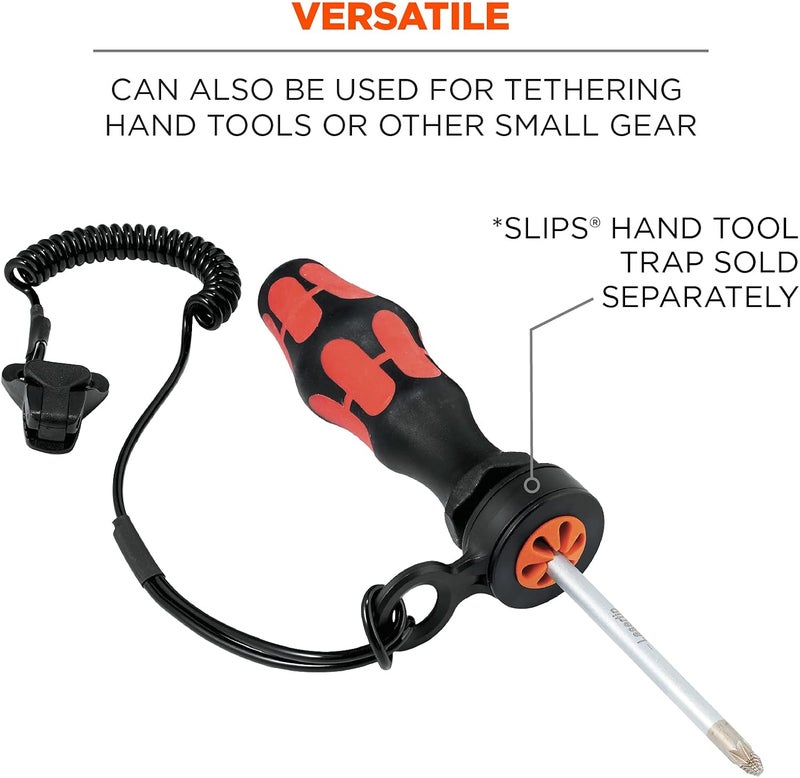 Ergodyne Ergodyne Coiled Lanyard with Clamp End No Snag Design Easily Attaches to Hard Hat Tools or Small Valuables Weight Capacity 2lbs Ergodyne Squids 3158 Black - Image 5