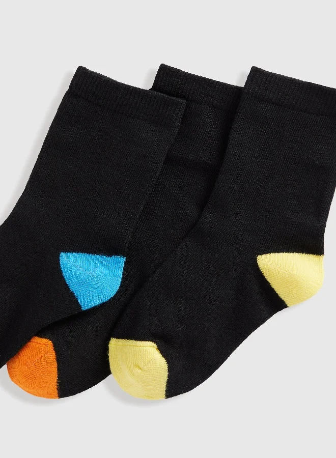 مذركير Black Colour-Block Socks - 5 Pack