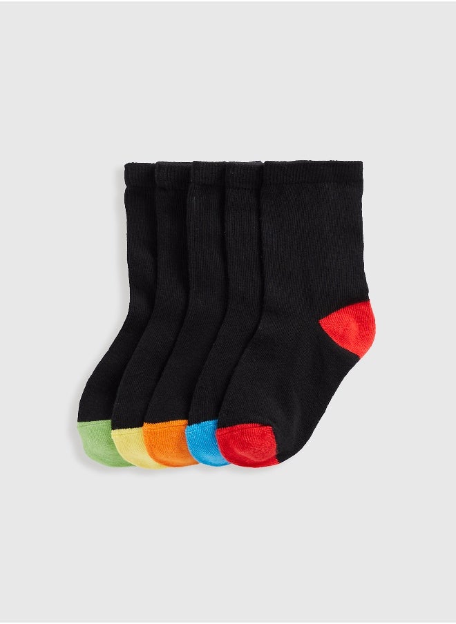 mothercare - Black Colour-Block Socks - 5 Pack - Image 1