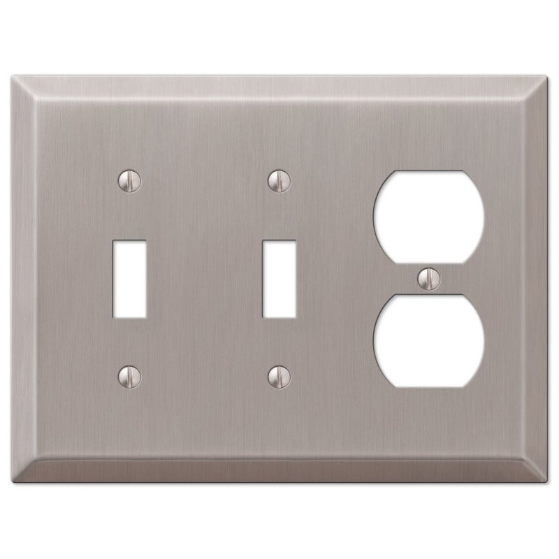 Amerelle Century Double Toggle/Single Duplex Steel Wallplate in Brushed Nickel - Image 5