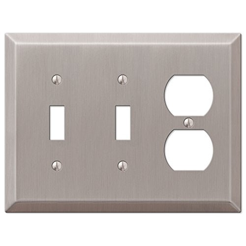 Amerelle Century Double Toggle/Single Duplex Steel Wallplate in Brushed Nickel - Image 1