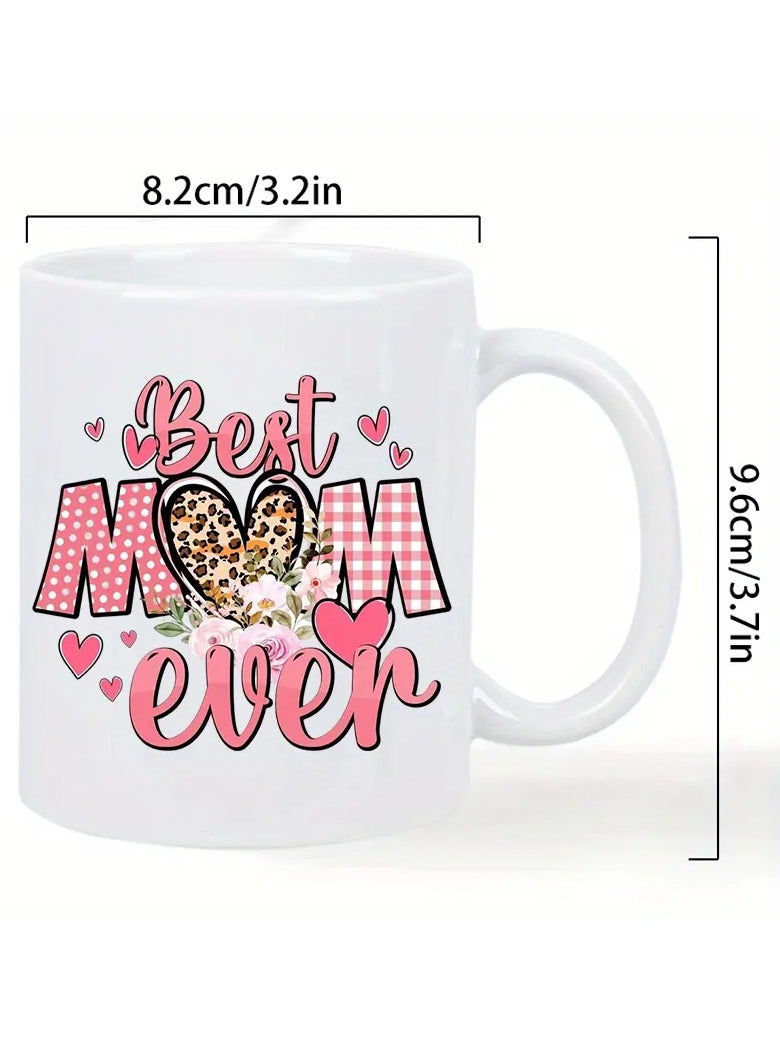 راين كوب قهوة خزفي "أفضل أم على الإطلاق" سعة ١١ أونصة - كوب سفر أبيض أنيق بتصميم قلب وزهرة، قابل لإعادة الاستخدام ومعزول، هدية مثالية لعشاق القهوة، رجالًا ونساءً، أدوات شرب يومية | تصميم مرح | أدوات شرب معزولة، إكسسوارات بار القهوة - Image 2