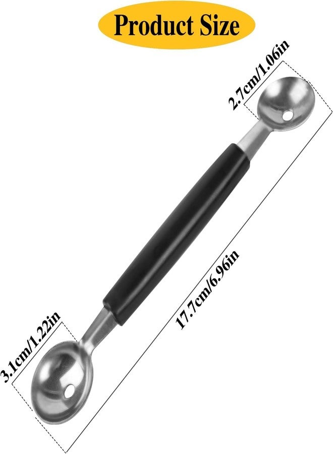 Junfamilee 2Pcs Melon Baller Scoop, Stainless Steel Double Ended Headed Fruit Ice Cream Ball Spoon, DIY Fruit Platter Ball Tool Scooper for Watermelon/Ice Cream/Fruits/Sorbet/Meatball, Fruit and Vegetable Tools - Image 2