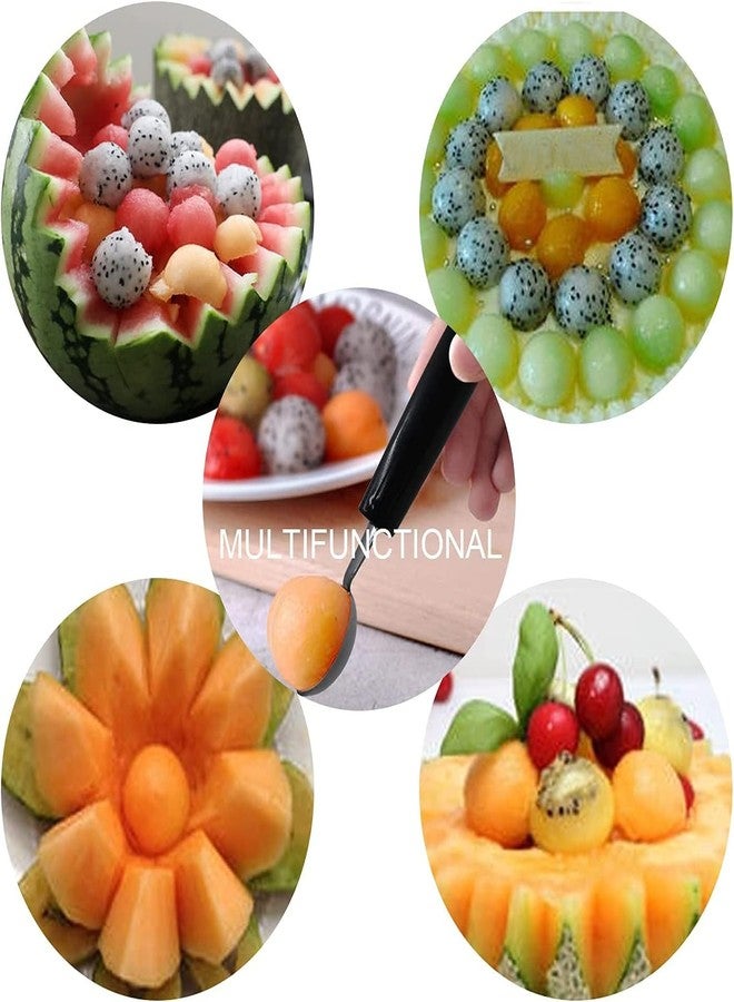 Junfamilee 2Pcs Melon Baller Scoop, Stainless Steel Double Ended Headed Fruit Ice Cream Ball Spoon, DIY Fruit Platter Ball Tool Scooper for Watermelon/Ice Cream/Fruits/Sorbet/Meatball, Fruit and Vegetable Tools - Image 5