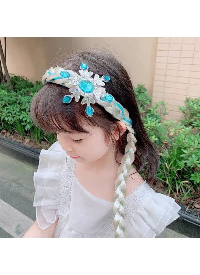 Yosbabe Princess Elsa Wig Elsa Braid Cosplay Long Hair Wig For Girls Elsa Necklace Bag Bracelet Earrings Ring Hair Bow Hair Clips Dress Up Accessories For Halloween Christmas Party Favors  - Image 2
