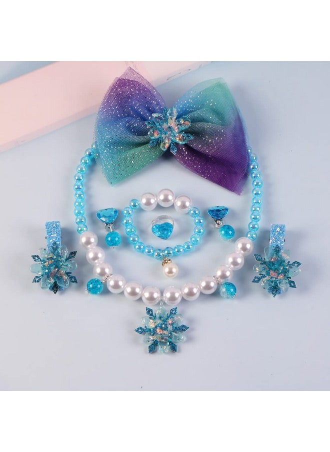 Yosbabe Princess Elsa Wig Elsa Braid Cosplay Long Hair Wig For Girls Elsa Necklace Bag Bracelet Earrings Ring Hair Bow Hair Clips Dress Up Accessories For Halloween Christmas Party Favors  - Image 3