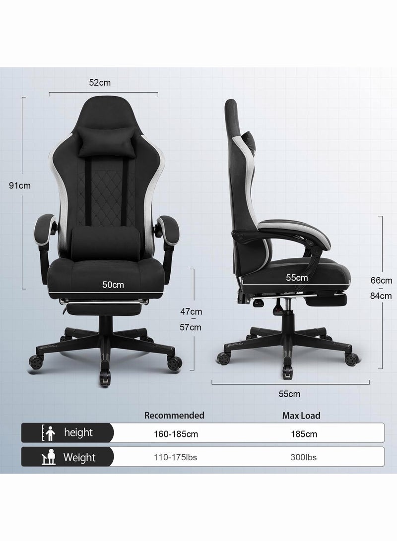 Gaming Chair with Footrest Fabric Office Chair with Pocket Spring Cushion and Linkage Armrests, High Back Ergonomic Computer Chair with Lumbar Support Task Chair - Image 2