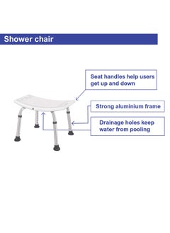 STARMED StarMed Shower Chair, Adjustable Height, Aluminium Frame, Seat Handles, Strong Base, Bath Support, shower seat  - Image 4