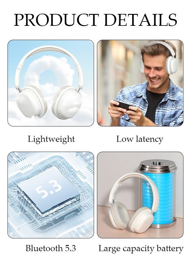 DUNISO Bluetooth Headphones Over Ear, Bluetooth 5.3 Foldable Adjustable Wireless Earphone with Comfort Fit Ear Cups Multifunction button, Intelligent Noise Reduction for Home Office Travel - Image 5