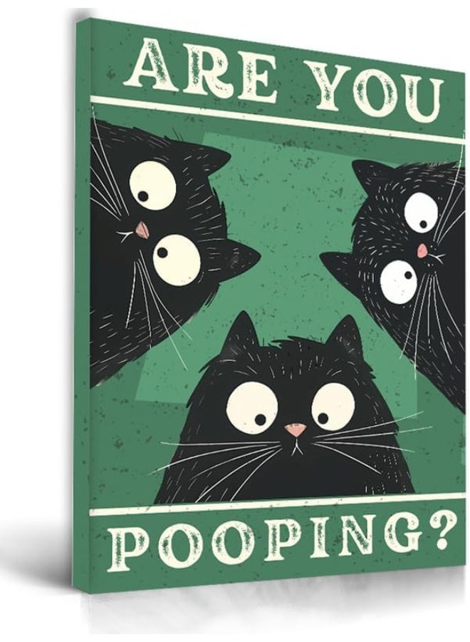 UPWOIGH Bathroom Wall Art Decor, Black Cat Are You Pooping Funny Wall Art - Image 1