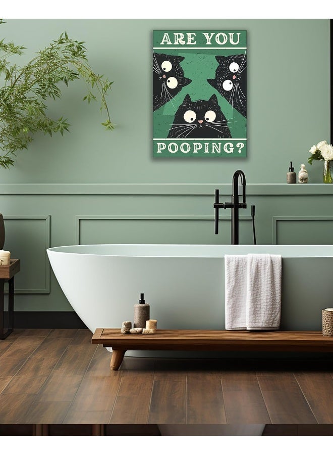 UPWOIGH Bathroom Wall Art Decor, Black Cat Are You Pooping Funny Wall Art - Image 3