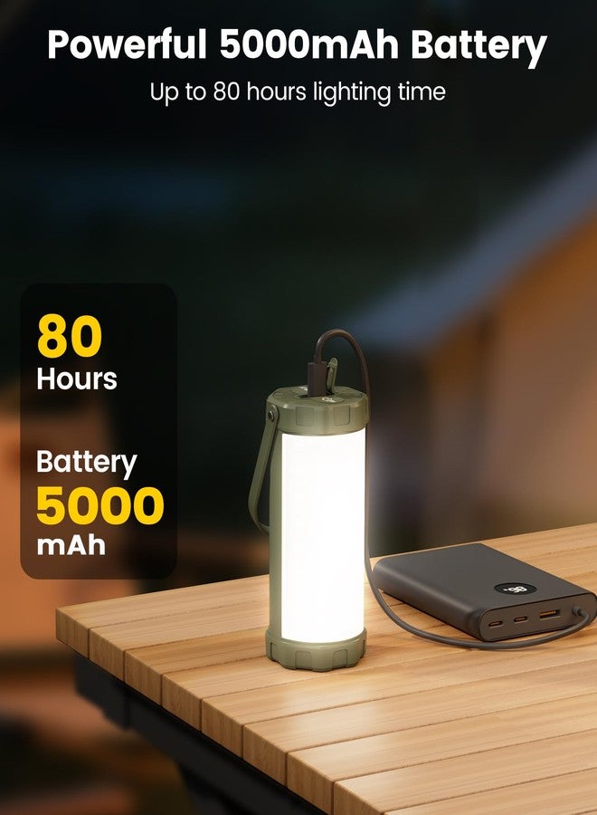 Glocusent LED Camping Lantern for Emergency, 160-LED Lantern with 1200LM, 3 Colors x 5 Brightness with SOS, IP68 Waterproof, 5000mAh Rechargeable, Essential for Power Outage, Hurricane, Storm, Hiking - Image 5