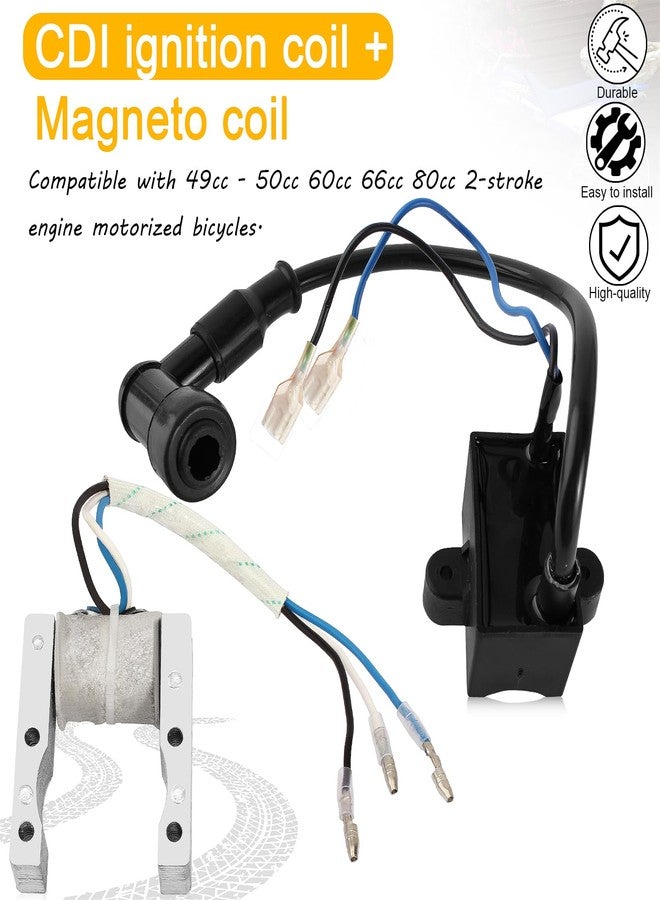 QAZAKY ملف إشعال CDI من كازاكي + ملف مغناطيسي لمحركات ثنائية الأشواط سعة 49 سم مكعب، 50 سم مكعب، 60 سم مكعب، و80 سم مكعب، للدراجات النارية والهوائية. - Image 4
