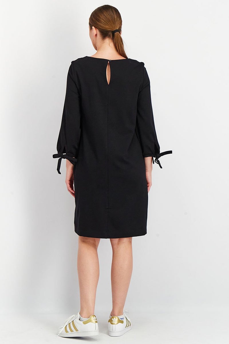 Tchibo Women Solid Three Quarter Sleeves Jersey Dress, Black - Image 2