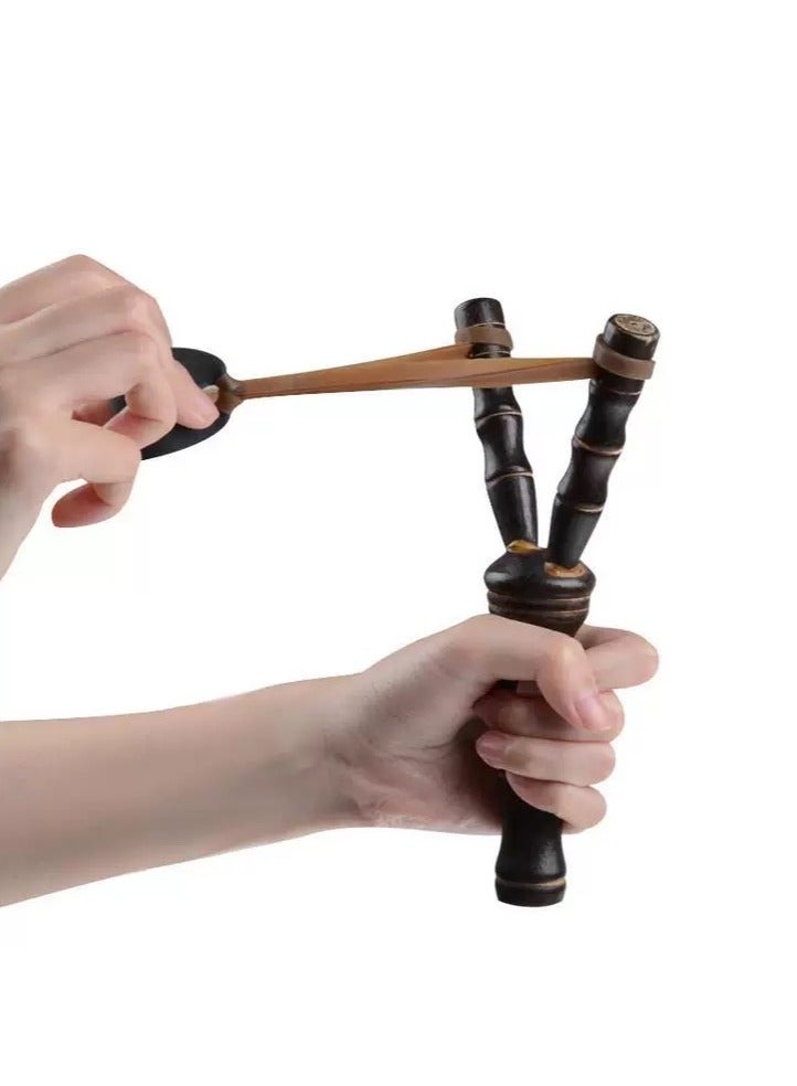 Wooden Slingshot Catapult Hand Made Classic Bamboo Style Traditional Toy For Kids 20x10cm - Image 2