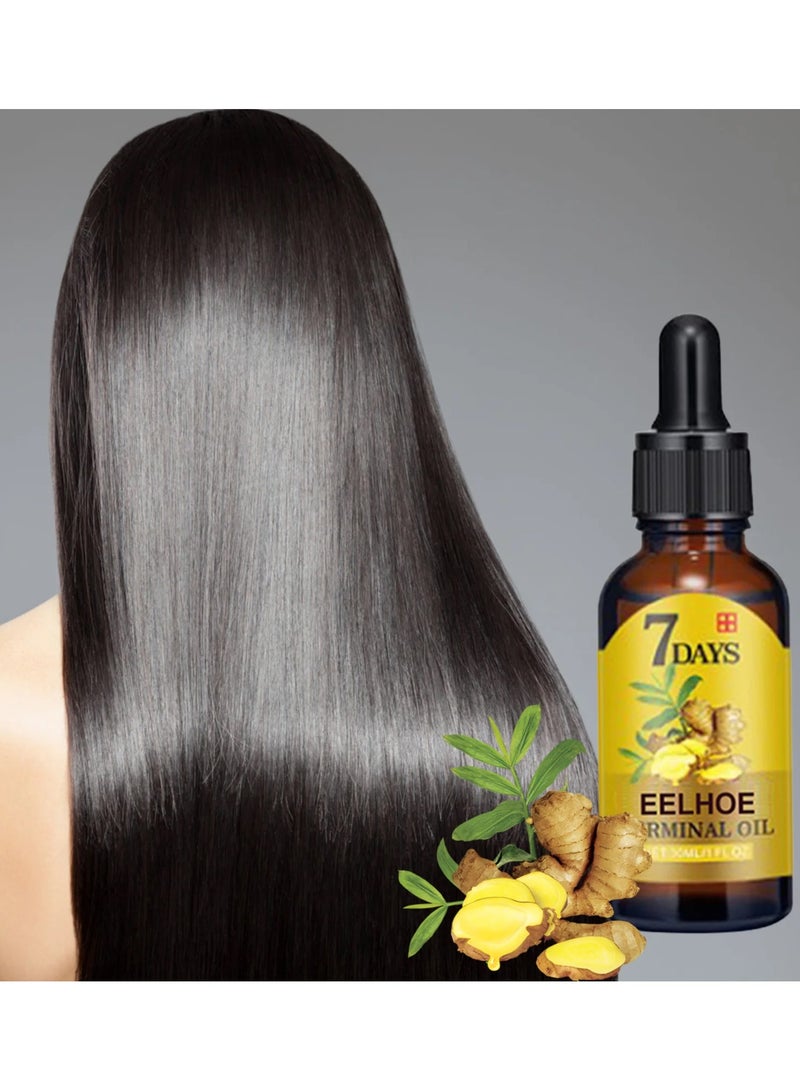 EELHOE Fast Hair Growth Serum Ginger Natural Anti Hair Loss Regrowth Essential Oil For Men Baldhead Repair Women Damaged Hair Root Care - Image 3