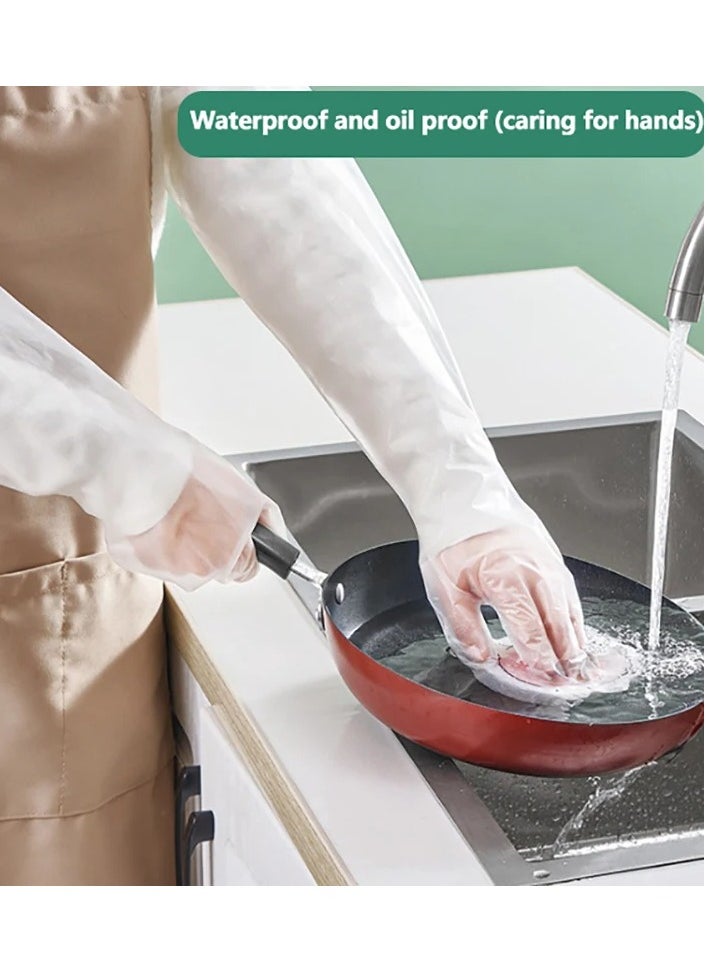 Generic 60pcs Disposable Long Arm Gloves with Elastic Cuff 23.2inch Farm Gloves for DIY Cooking  Household Cleaning Gloves Thick Kitchen Dishwashing Gloves Food Handling Gloves Vegetable Washing Gloves  - Image 2