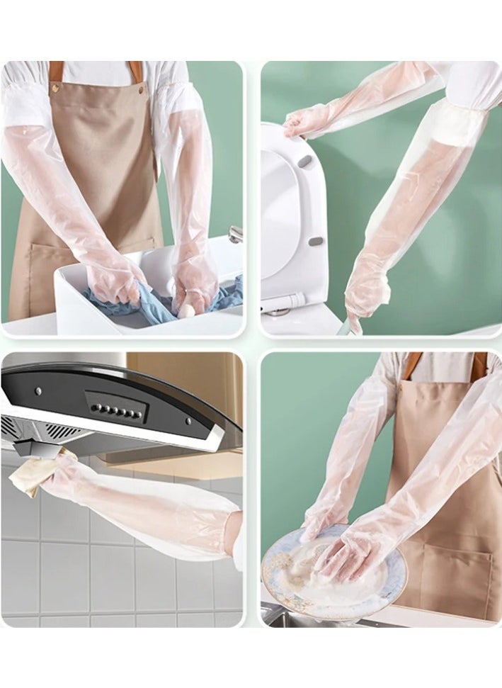 Generic 60pcs Disposable Long Arm Gloves with Elastic Cuff 23.2inch Farm Gloves for DIY Cooking  Household Cleaning Gloves Thick Kitchen Dishwashing Gloves Food Handling Gloves Vegetable Washing Gloves  - Image 3