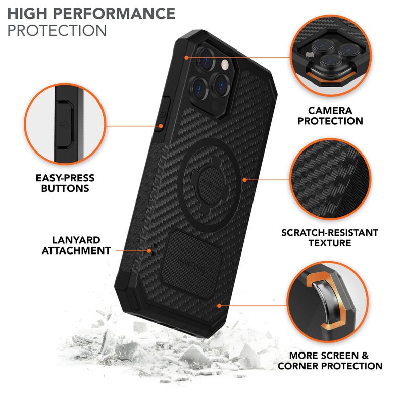 Rokform - iPhone 13 Pro Max Case, Rugged Series, Dual Magnet Plus MagSafe Compatible, Magnetic Protective Apple Gear, iPhone Cover with RokLock Twist Lock, Drop Tested Armor (Black) - Image 4