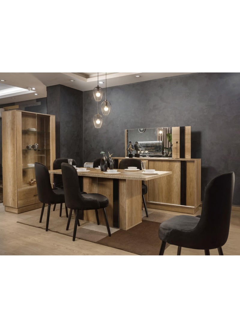 طقم سفرة خشبي مودرن – ترابيزة مع 6 كراسي - Image 1