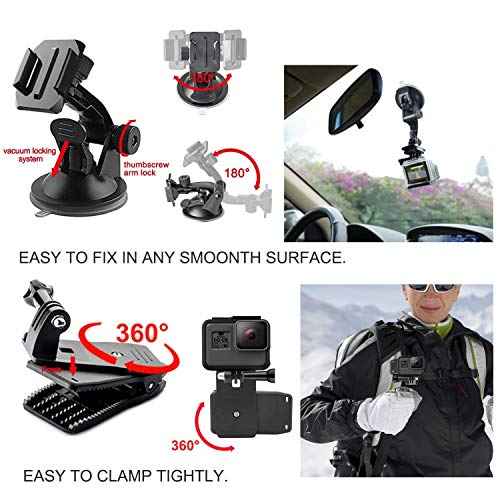ADOFYS Action Camera Accessories Kit 49-in-1 | Universal Bundle for GoPro Hero 13/12/11/10/9/8/7/6/5, SJCAM, Insta 360, DJI & Xiaomi Yi | Mounts, Straps, Case & Camera Accessories for Photography - Image 4