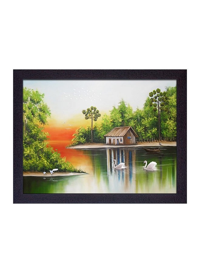 Masstone Wall Scenery for Living Room | Lake Scenery (35x28 CM) | Scenery for Wall With Frames | Painting for Wall Decor | Nature Scenery for Bedroom | Wall Paintings for Home Decorations - Image 1