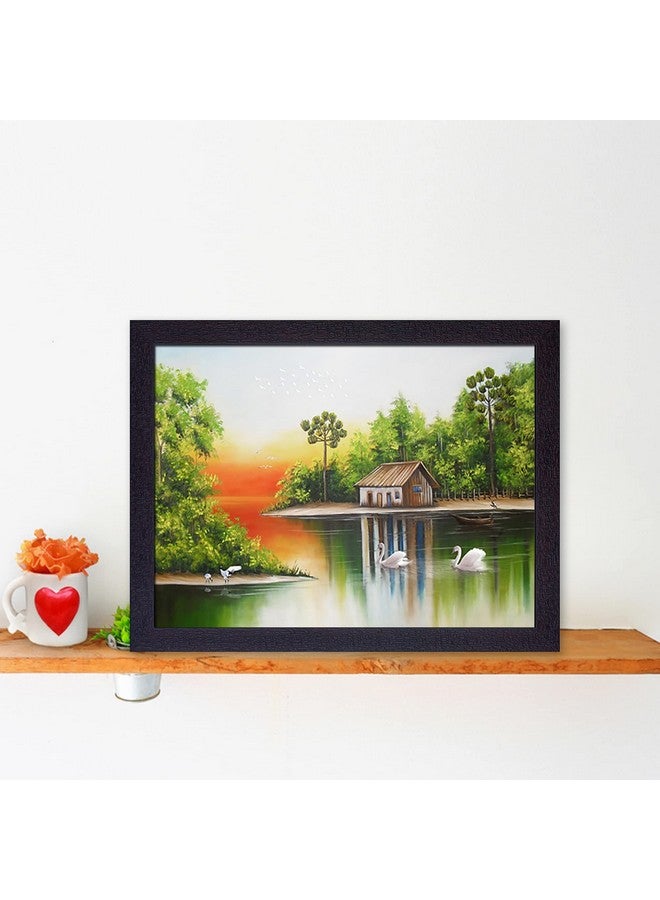 Masstone Wall Scenery for Living Room | Lake Scenery (35x28 CM) | Scenery for Wall With Frames | Painting for Wall Decor | Nature Scenery for Bedroom | Wall Paintings for Home Decorations - Image 3