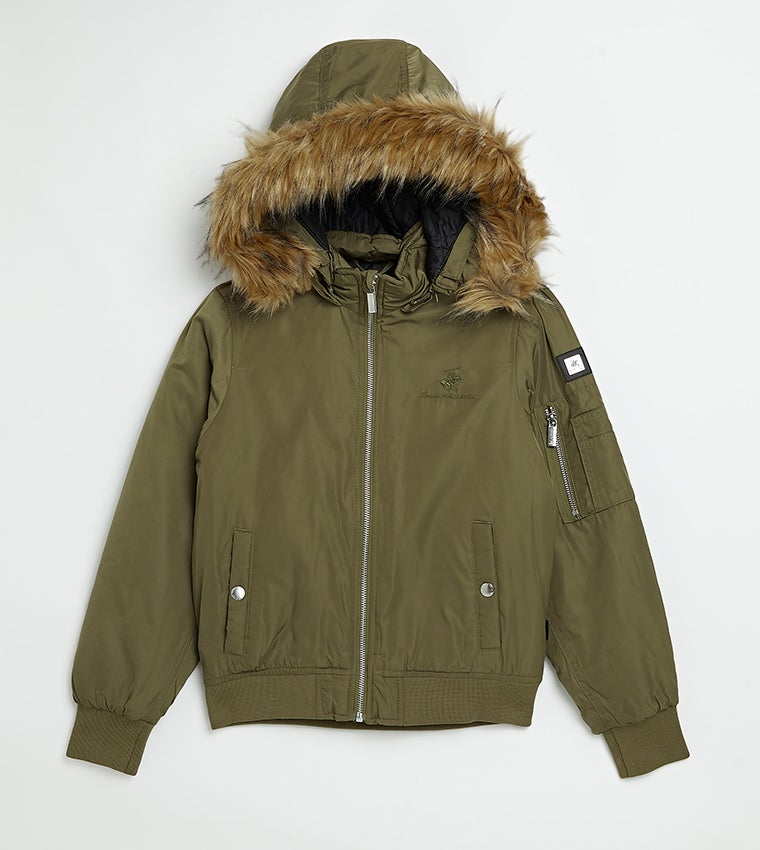Zippered Hooded Parka Jacket