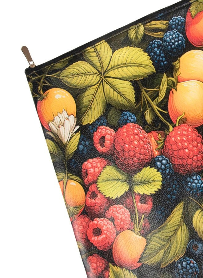 Premsons® Very Berry Pattern Leather Pouch (Small) | Vibrant Berry Print, Premium Finish, Zip Closure, Compact Multipurpose Storage - Image 3