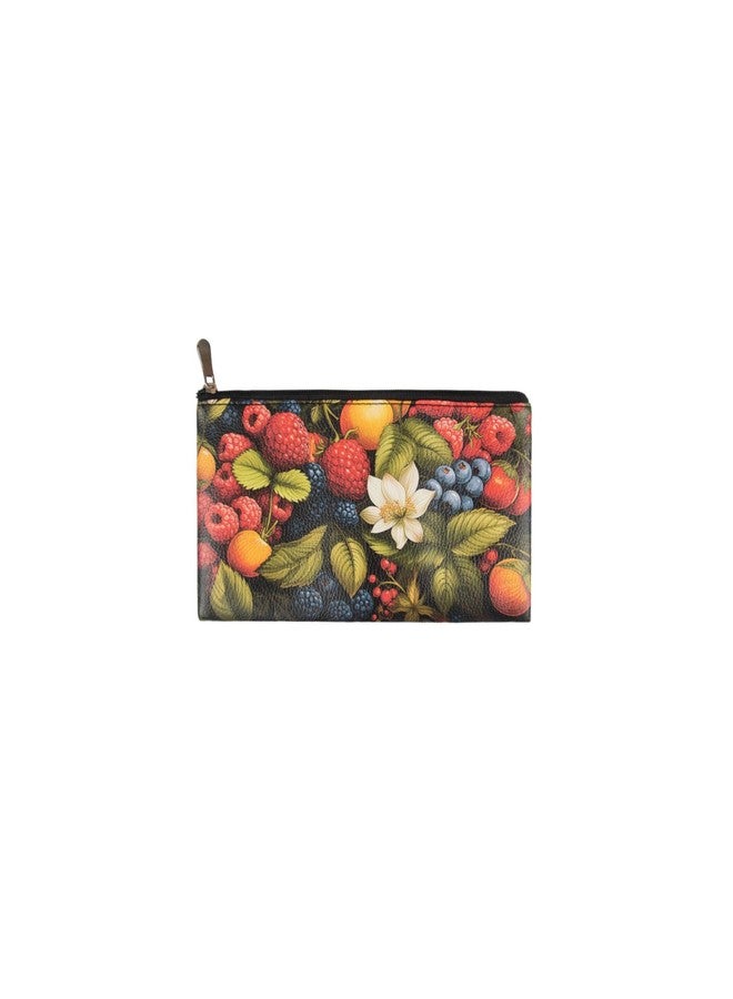 Premsons® Very Berry Pattern Leather Pouch (Small) | Vibrant Berry Print, Premium Finish, Zip Closure, Compact Multipurpose Storage - Image 2