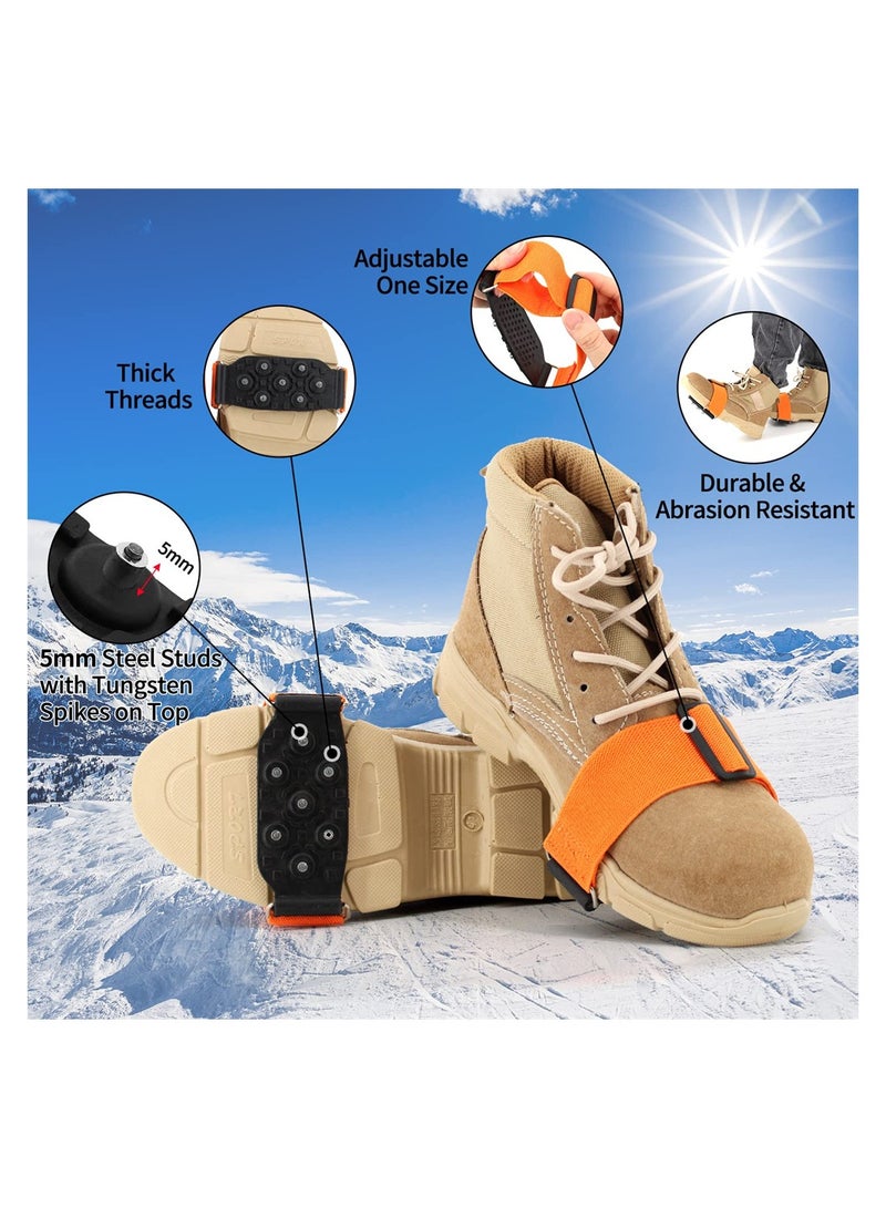 Excefore Shoes Grips, Anti Slip Winter Ice Grippers with Tungsten Nails, Silicone Non-Slip Shoe Covers, Walk Cleats Traction for Snow Ice Walking, Fishing, Winter Working, Outdoor Playing - Image 4