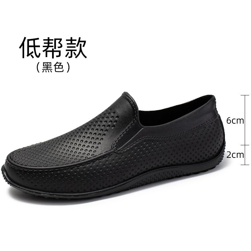 Mens Low-cut Outdoor Rain Shoes Waterproof Shallow black