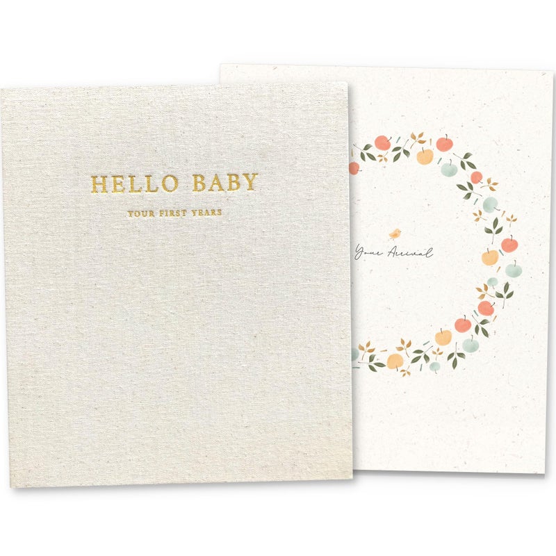 Peachly كتاب ذكريات بيبي بيشلي | كتاب بيبي للسنة الأولى | تذكار للمعالم | ألبوم صور بيبي بسيط وجميل | كتب بيبي للبنات | كتان طبيعي - كليمنتين - Image 1