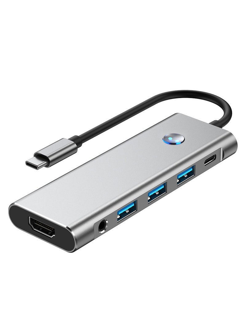 هوديوس محول متعدد الوظائف من USB-C إلى HDTV إلى موزع إيثرنت USB 3.0 موزع USB 9 في 1 محول USB متعدد المنافذ مع بطاقة SD منافذ USB منفذ شحن USB-C PD لجهاز MacBook Pro/iPad Pro/Surface Pro/HP Laptop - Image 3