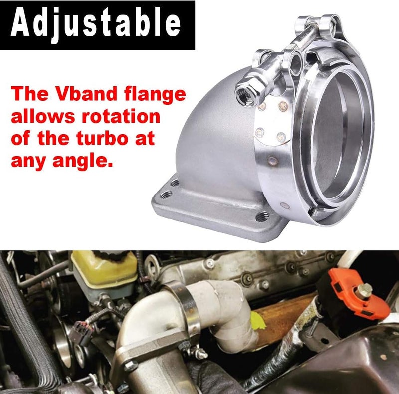 SPELAB 3.0" V-Band Cast Turbo Elbow Downpipe Adapter - 304 Stainless Steel for T3 T4 Turbochargers - Image 5