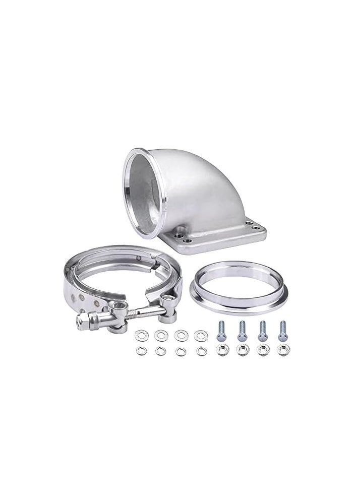 SPELAB 3.0" V-Band Cast Turbo Elbow Downpipe Adapter - 304 Stainless Steel for T3 T4 Turbochargers - Image 1