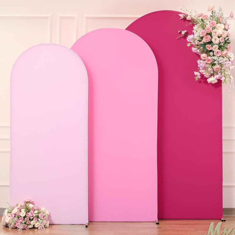 Suppromo Pink Arch Backdrop Cover Set of 3-4ft, 5ft, 6ft Arch Covers Stretchy Backdrop Spandex Wedding Arch Stand Covers for Birthday Party Baby Shower Wedding Bridal Shower Photo Background Decorations - Image 5
