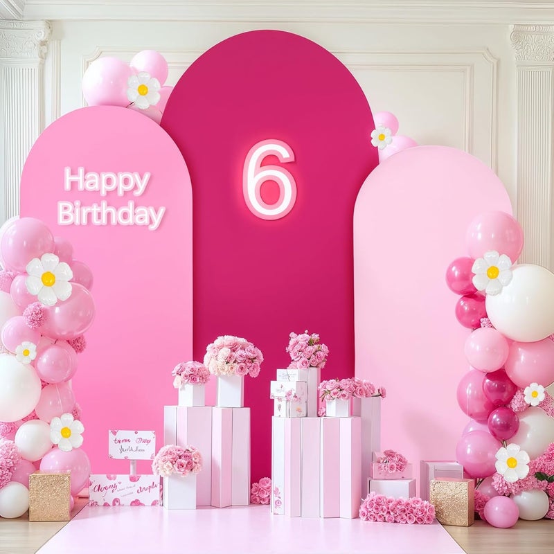Suppromo Pink Arch Backdrop Cover Set of 3-4ft, 5ft, 6ft Arch Covers Stretchy Backdrop Spandex Wedding Arch Stand Covers for Birthday Party Baby Shower Wedding Bridal Shower Photo Background Decorations - Image 4