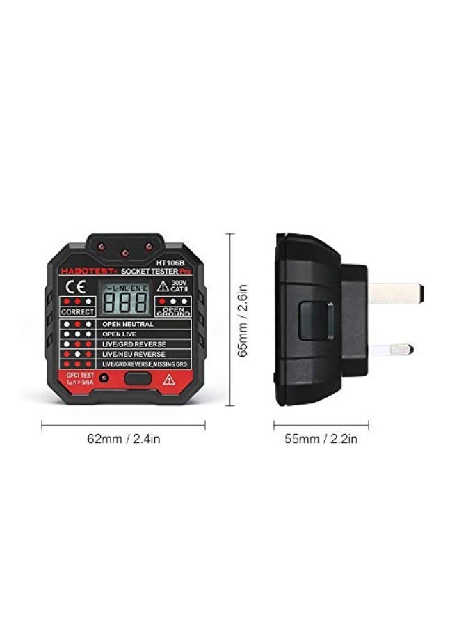 QUILLE Socket Tester Mains Outlet Tester with LCD Display Neutral Live Earth Wire Testing RCD Test - UK Plug - Image 2