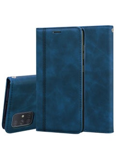 Case Cover For Samsung Galaxy A71 Frosted Business Magnetic Horizontal Flip PU Leather Case with Holder & Card Slot & Lanyard Blue