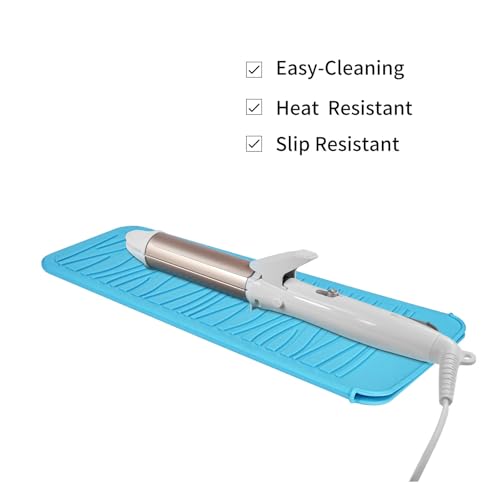 EIOKIT Silicone Heat Resistant Travel Mat Pouch for Hair Straighteners, Curling Irons, Wands, and Hot Styling Tools (Sky Blue) 1 Pack - Image 3