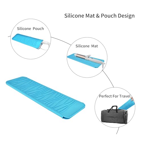 EIOKIT Silicone Heat Resistant Travel Mat Pouch for Hair Straighteners, Curling Irons, Wands, and Hot Styling Tools (Sky Blue) 1 Pack - Image 5