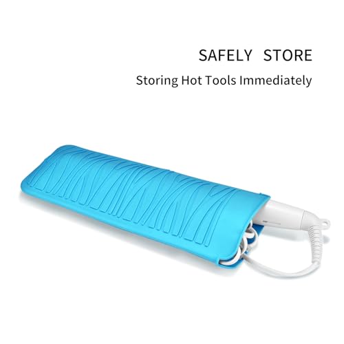 EIOKIT Silicone Heat Resistant Travel Mat Pouch for Hair Straighteners, Curling Irons, Wands, and Hot Styling Tools (Sky Blue) 1 Pack - Image 4